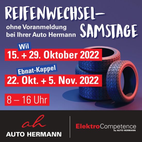 Reifenwechsel-Samstage Herbst 2022 - ah Auto Hermann AG - Ebnat-Kappel